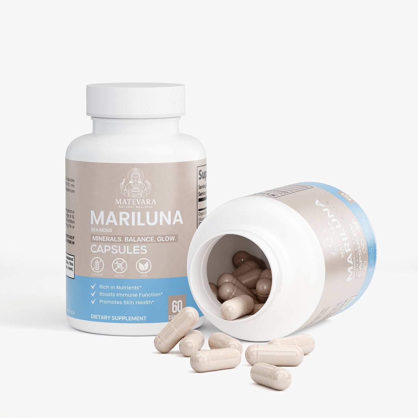 Mariluna Organic Sea Moss Supplement | Vegan Capsules | 60 Count