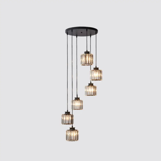 DecorBites™ Modern Prismatic Crystal Cylindrical Pendant Ceiling Light for Stairway