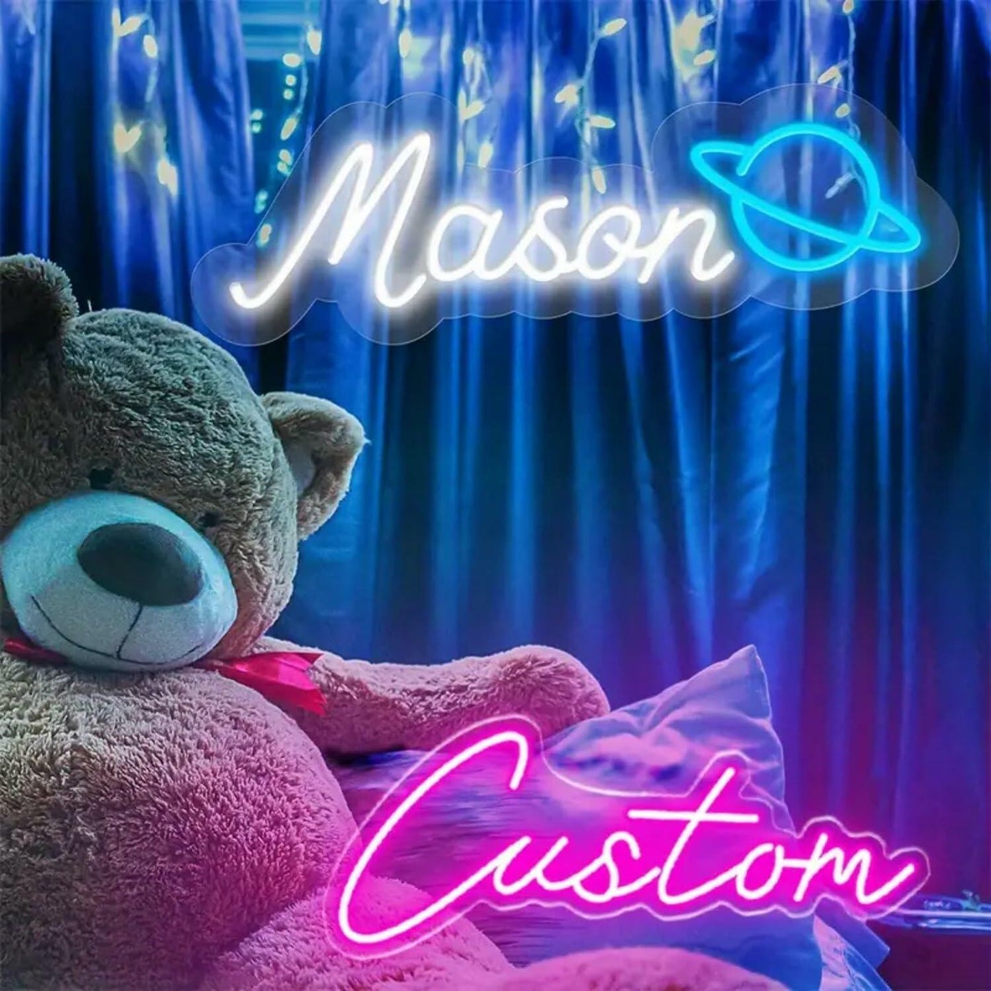 Neon Sign LED Wall Decor Pink Blue USB Powered Dimmable Light