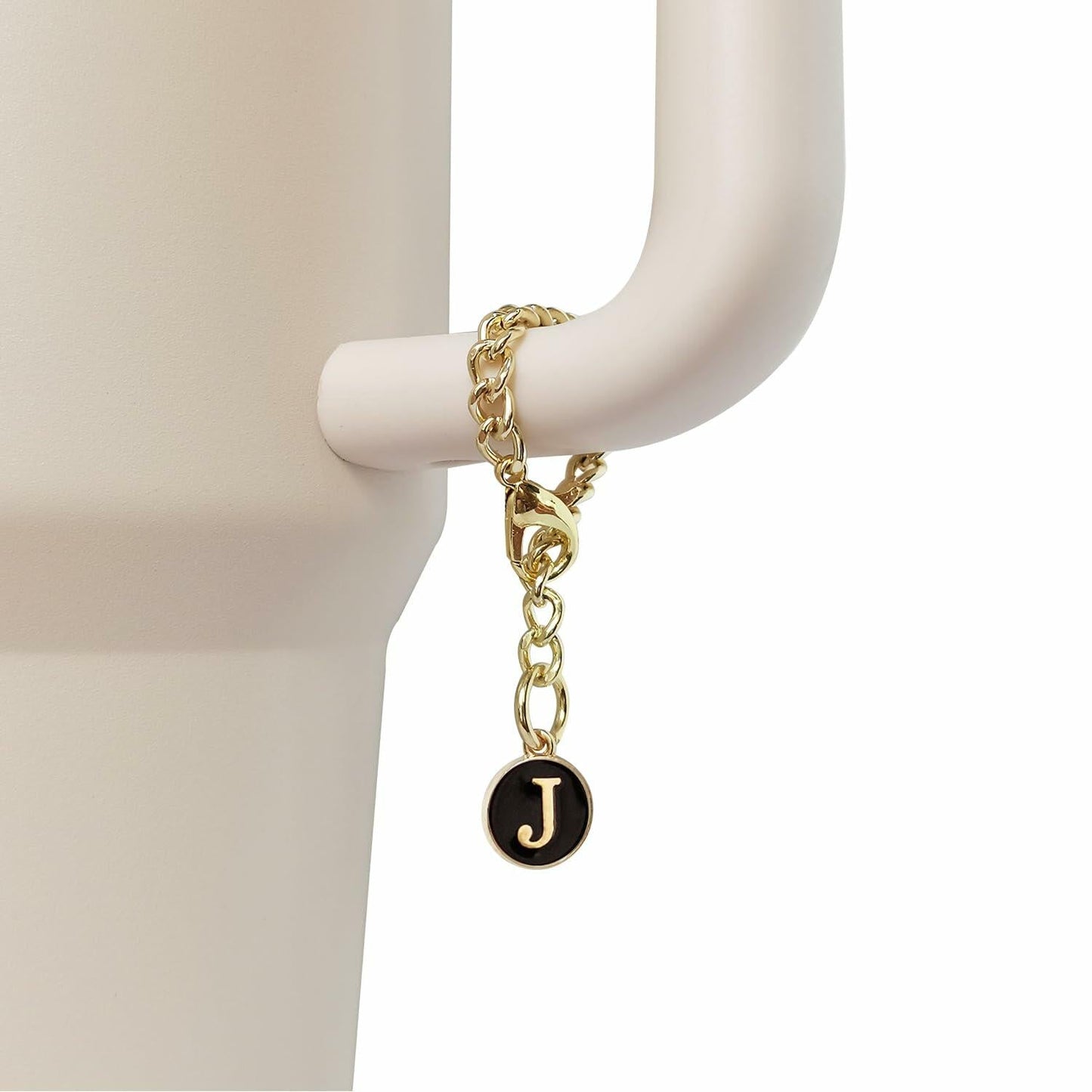 Wabogove Stanley 1pc Silicone Straw Topper & Initial Charm Letter J 30&40oz