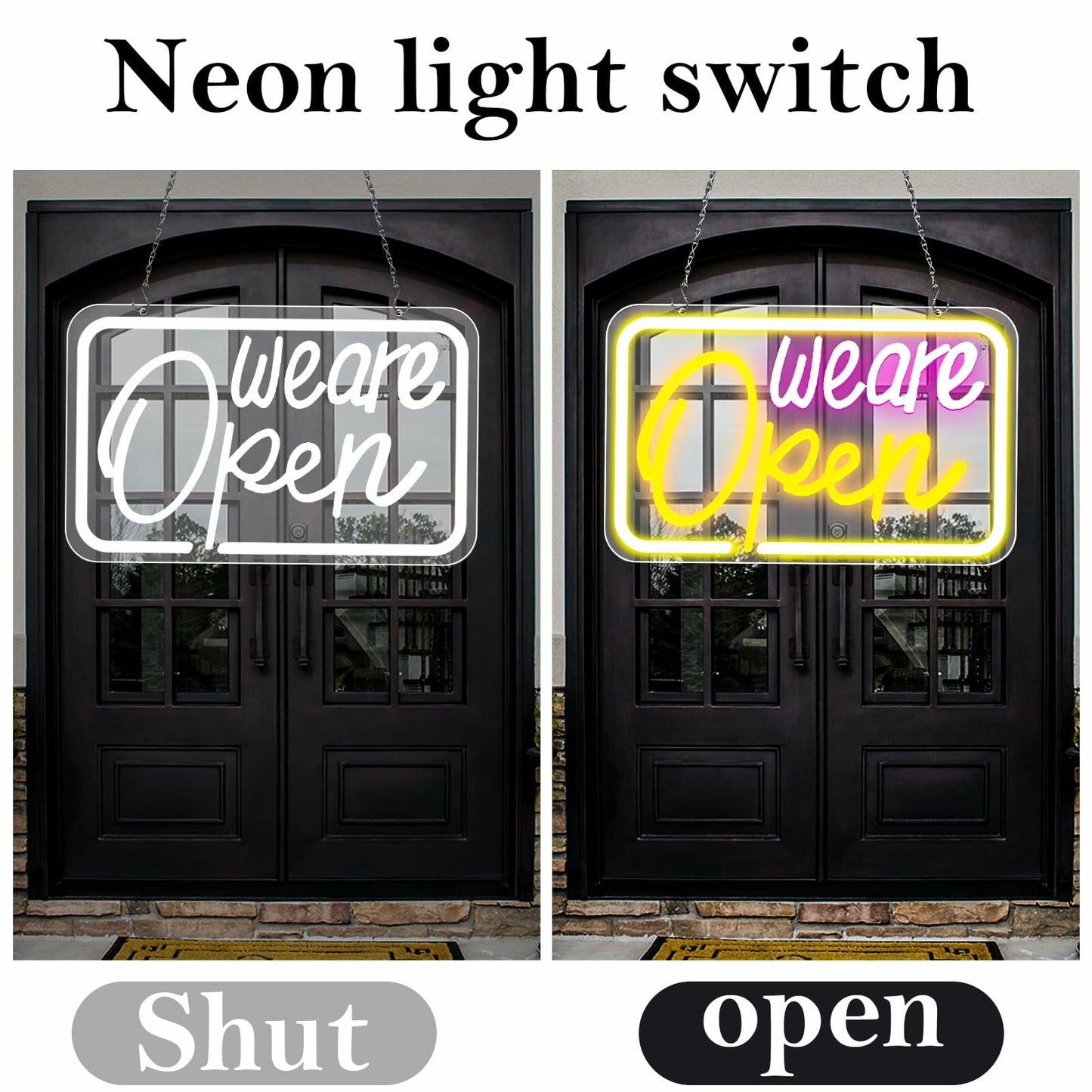 We Are Open LED Neon Sign 16x9.4in, Tricolor Bright Light for Shop Bar