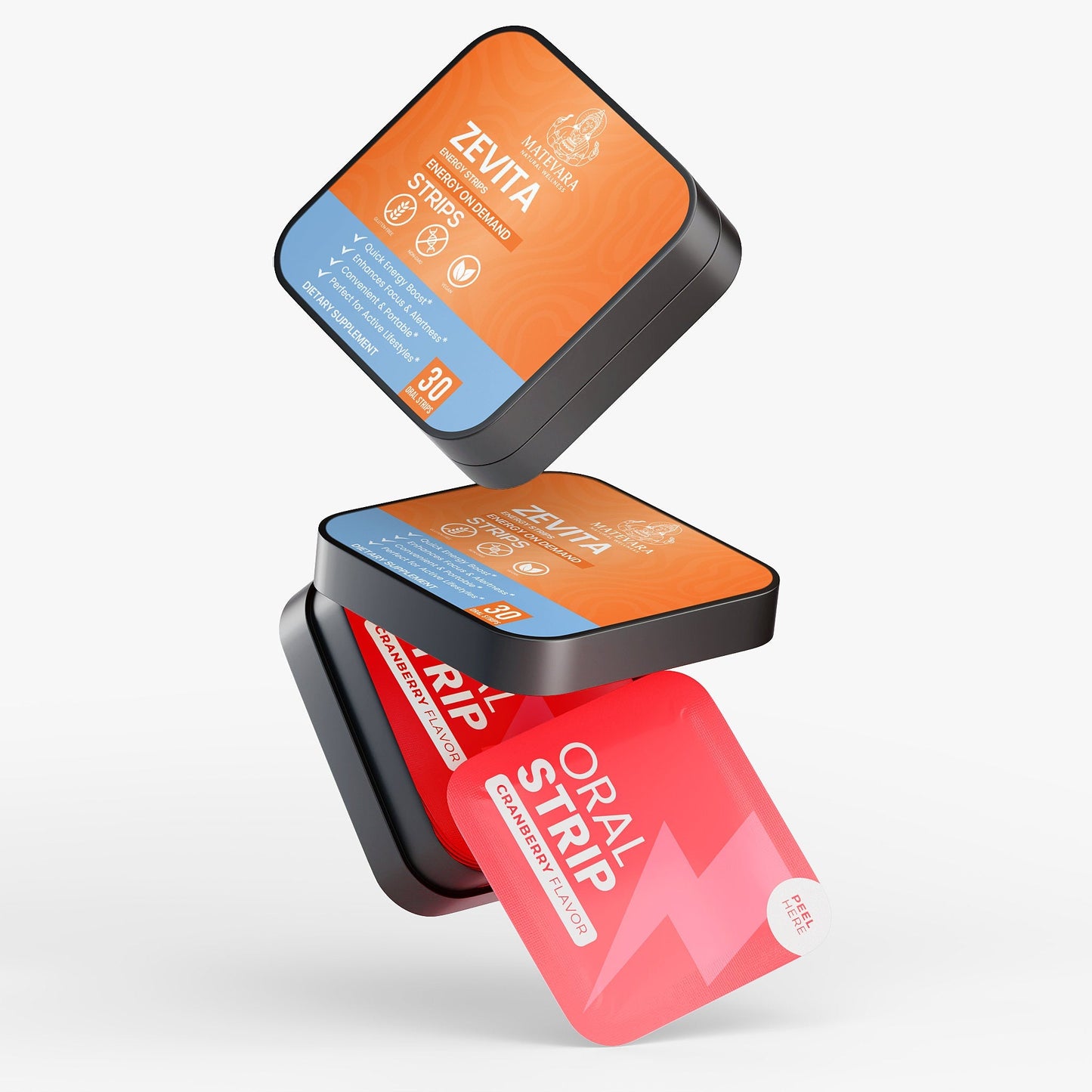 Zevita Energy Strips | Quick-Dissolve Oral Strips for| 30 Strips