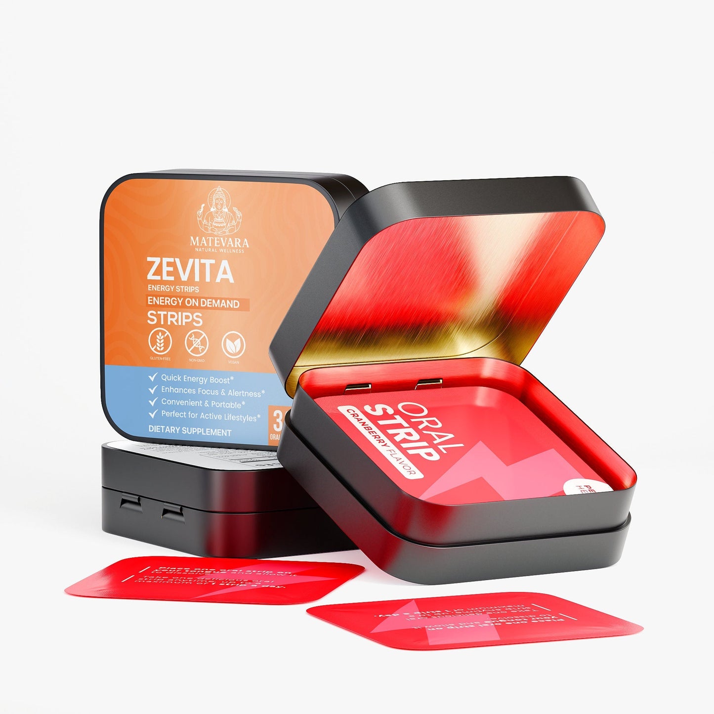 Zevita Energy Strips | Quick-Dissolve Oral Strips for| 30 Strips